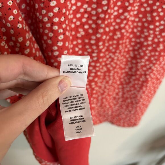 Rails Red Floral Daisies Dress Size Large - Picture 11 of 11